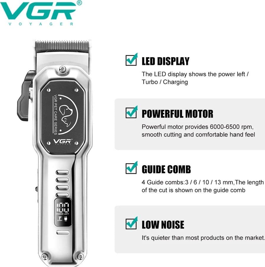 VGR V-201 Tosatrice Professionale Animali Clipper Pet Silenzioso USB - 3