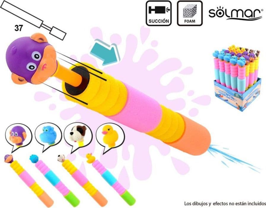 Pistola Acqua Foam 37 cm con Animale Colorata Spara Acqua Bambini Estate - 2
