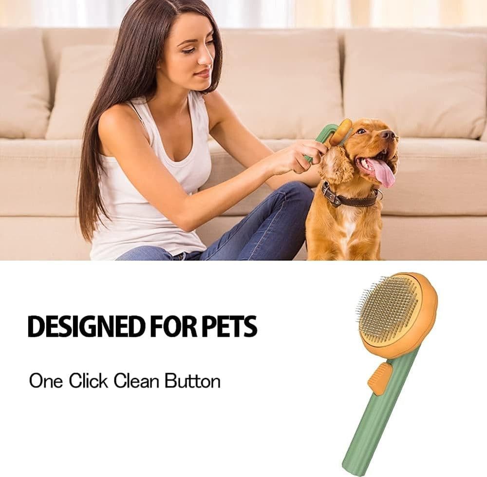 SPAZZOLA AUTOPULENTE PER TOELETTATURA ANIMALI DOMESTICI CANI GATTI FORMA ZUCCA CON PULSANTE - 5
