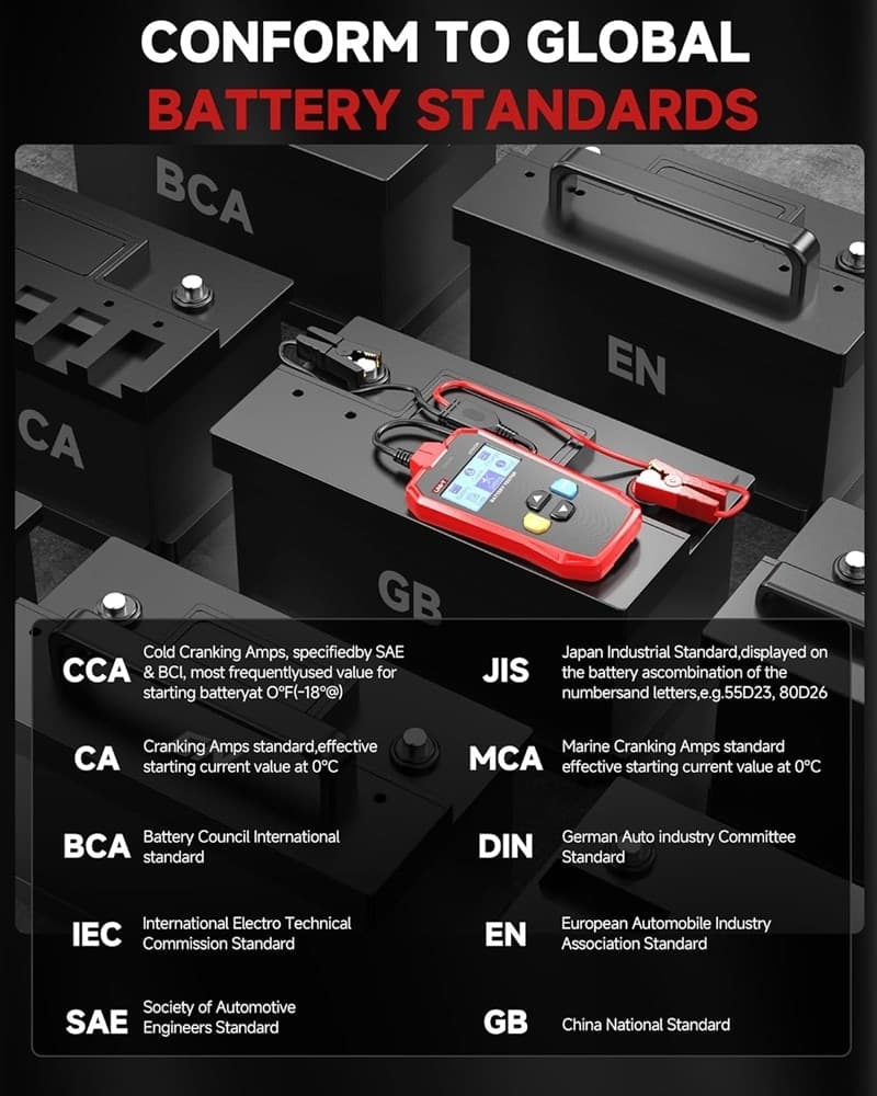 TESTER PER BATTERIE UT673A AUTO ANALIZZATORE CARICA TENSIONE BATTERIA 12V 24V SCANSIONE - 4