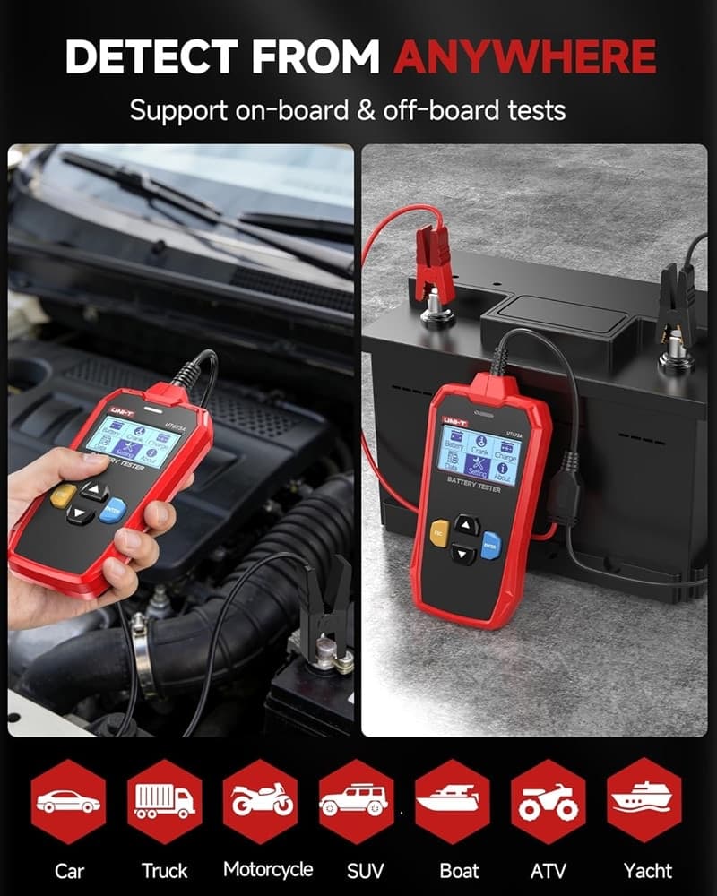 TESTER PER BATTERIE UT673A AUTO ANALIZZATORE CARICA TENSIONE BATTERIA 12V 24V SCANSIONE - 5