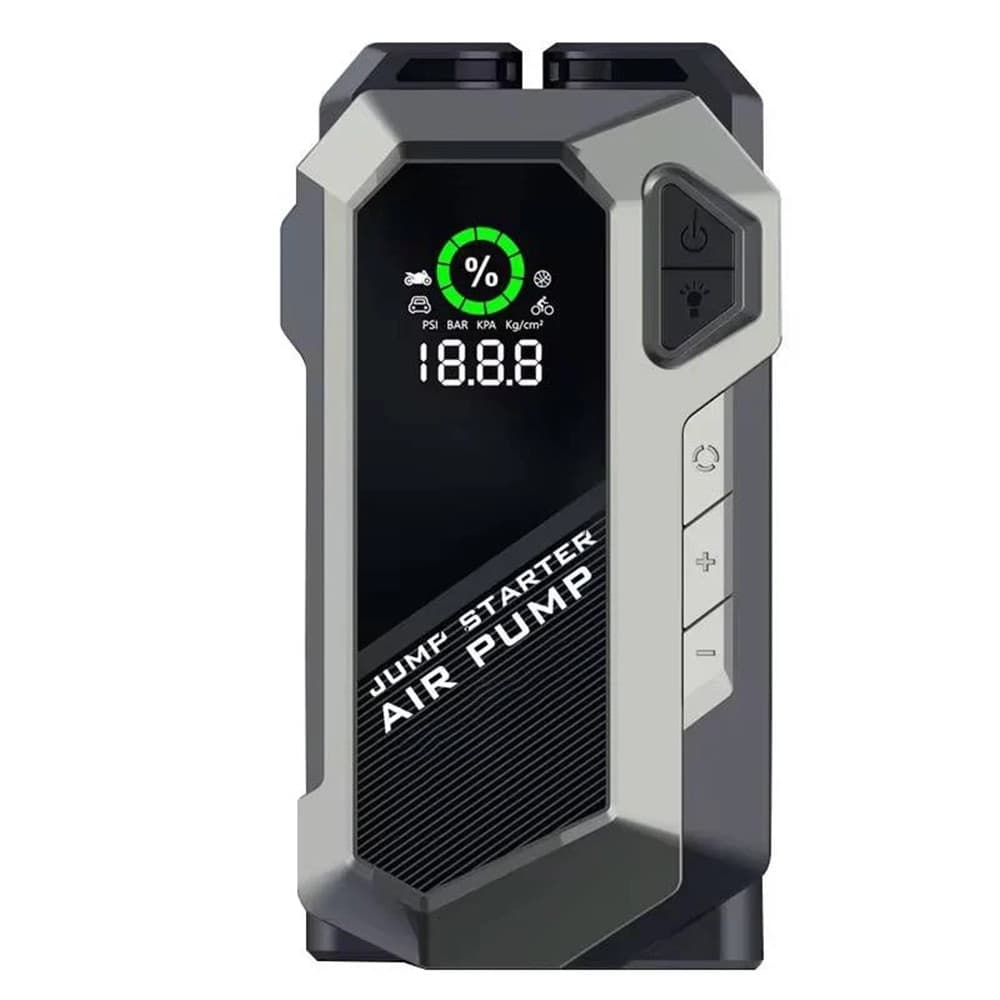 AVVIATORE DI EMERGENZA PER AUTO PORTATILE CON COMPRESSORE D'ARIA TORCIA POWER BANK 4IN1 - 8