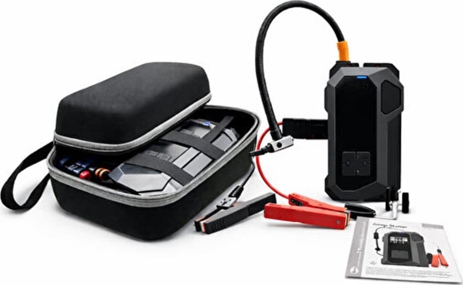 AVVIATORE DI EMERGENZA MULTIFUNZIONE 4 IN 1 PER AUTO 12V CON COMPRESSORE TORCIA POWER BANK - 6