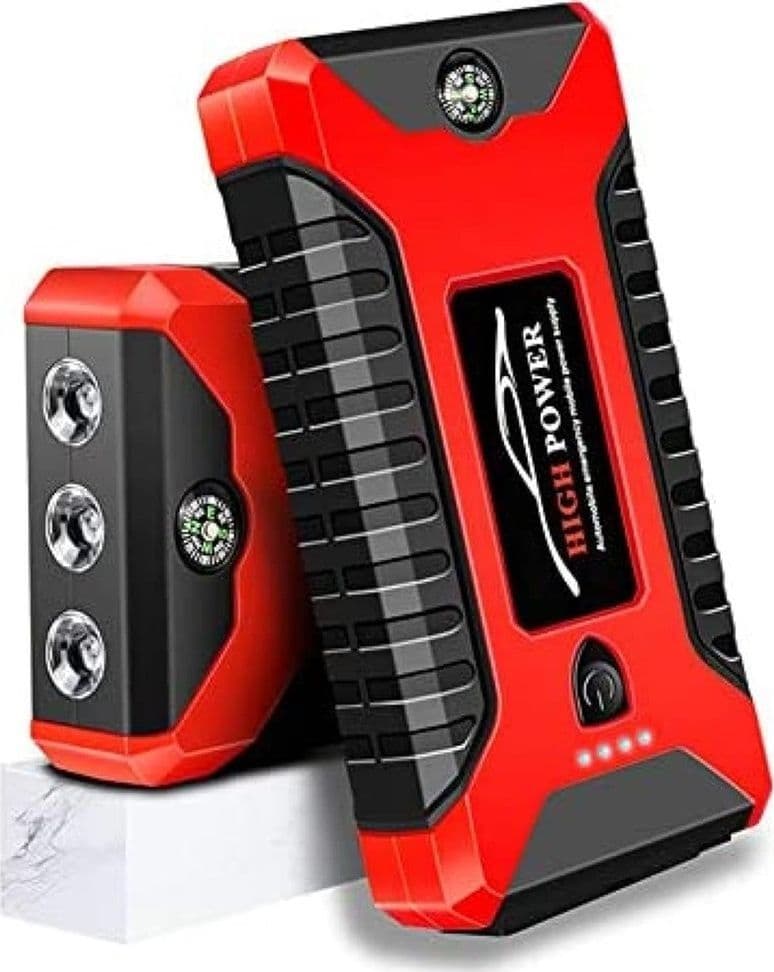 AVVIATORE DI EMERGENZA MULTIFUNZIONE GONFIATORE PER PNEUMATICI AUTO 4 PORTE USB TORCIA