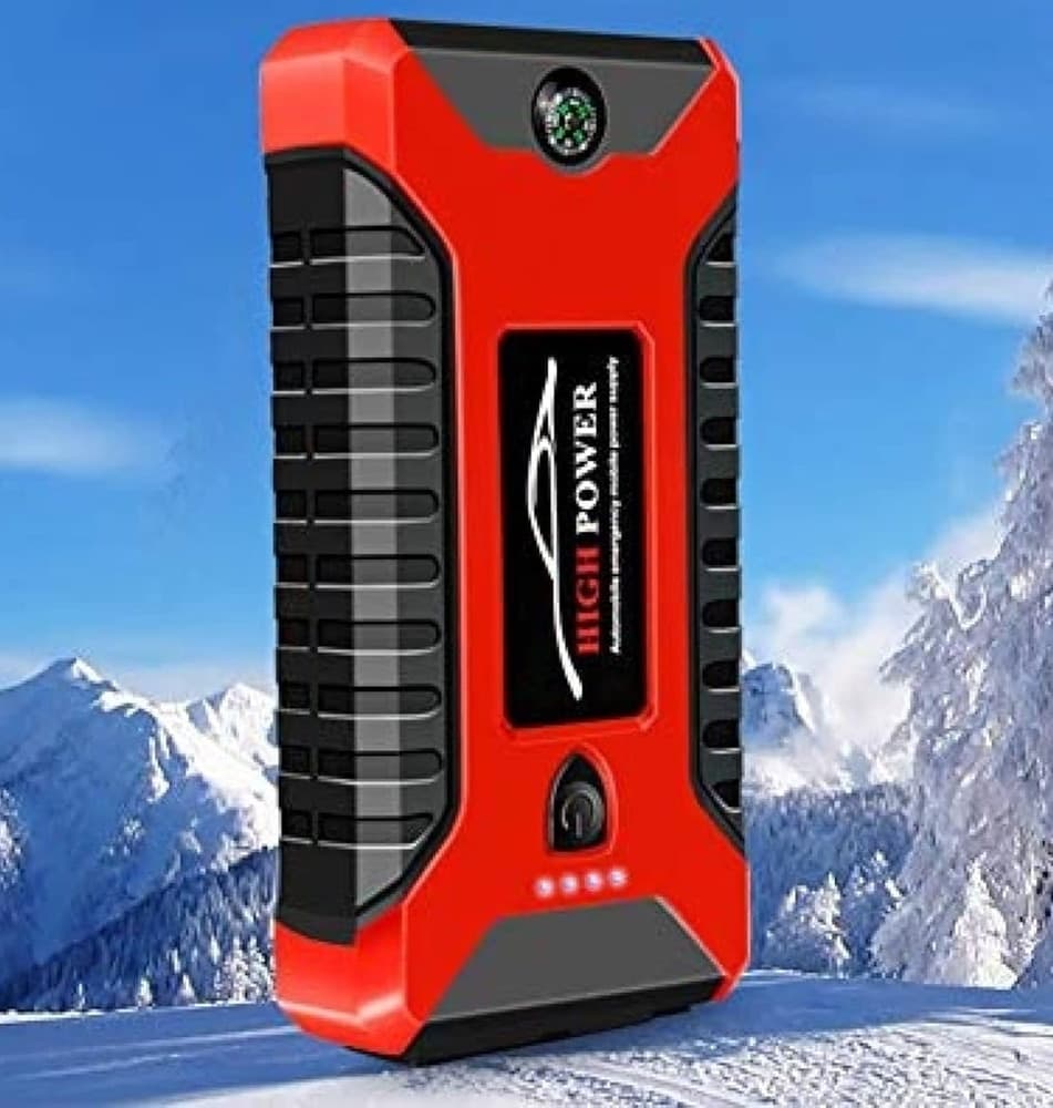 AVVIATORE DI EMERGENZA MULTIFUNZIONE GONFIATORE PER PNEUMATICI AUTO 4 PORTE USB TORCIA - 2