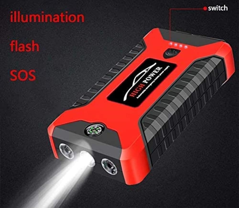AVVIATORE DI EMERGENZA MULTIFUNZIONE GONFIATORE PER PNEUMATICI AUTO 4 PORTE USB TORCIA - 3