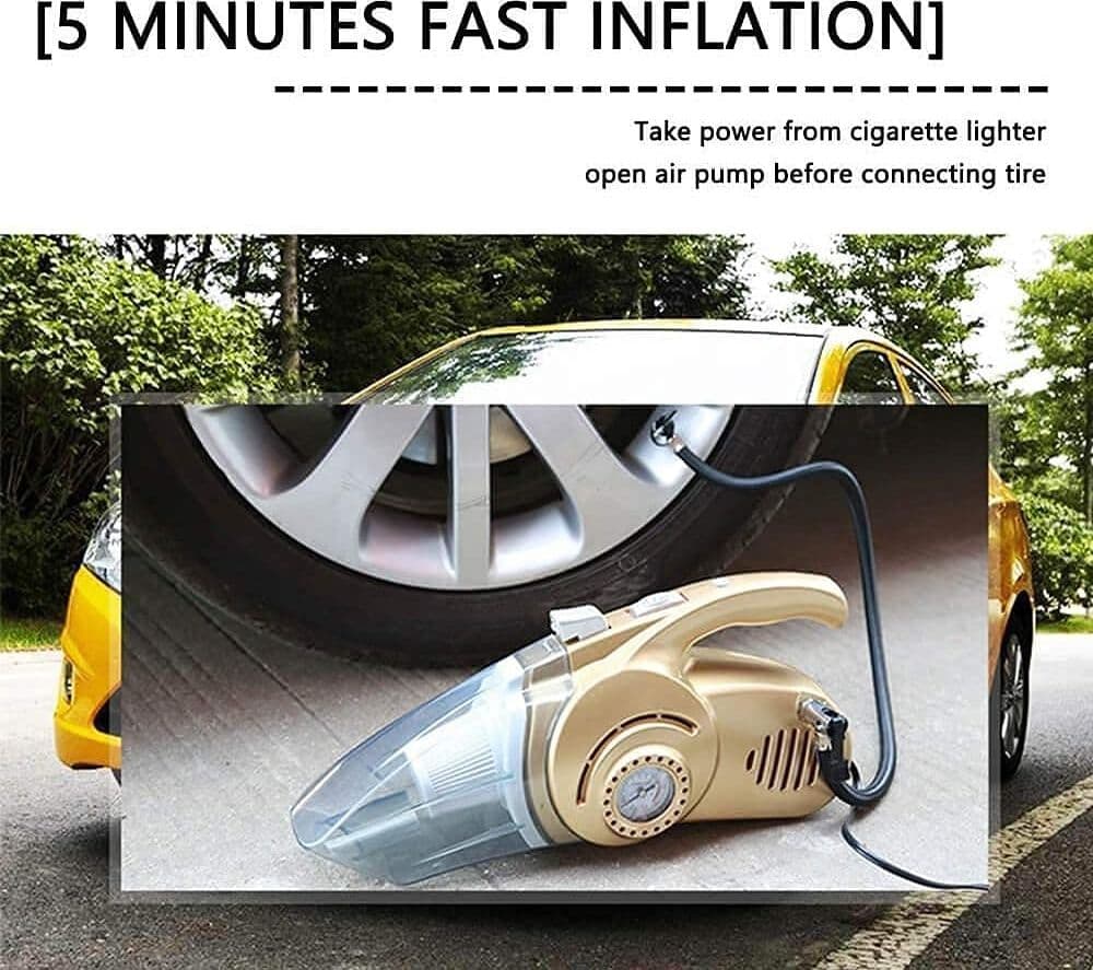 ASPIRAPOLVERE PORTATILE 4IN1 MULTIFUNZIONE PER AUTO CON POMPA GONFIABILE COMPRESSORE D'ARIA - 3