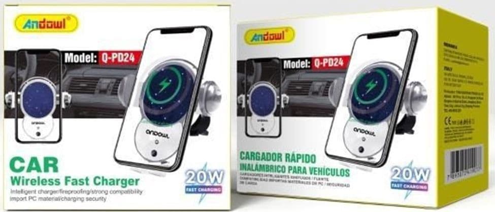 CARICABATTERIE CARICATORE RICARICA RAPIDA WIRELESS MAGNETICO PER AUTO VEICOLI 20W Q-PD24 - 2