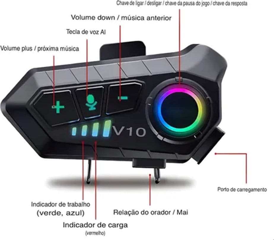 AURICOLARE CUFFIE CASCO MOTO 5.3 INTERFONO IPX6 IMPERMEABILE RISPOSTA AUTOMATICA LE-524 - 3