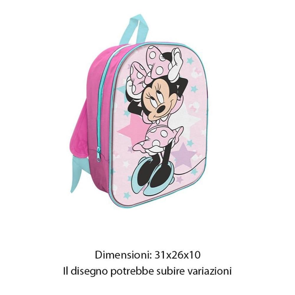 ZAINO ZAINETTO IN TESSUTO MINNIE 32 CM CON ZIP PER SCUOLA ASILO TEMPO LIBERO 672828A - 2