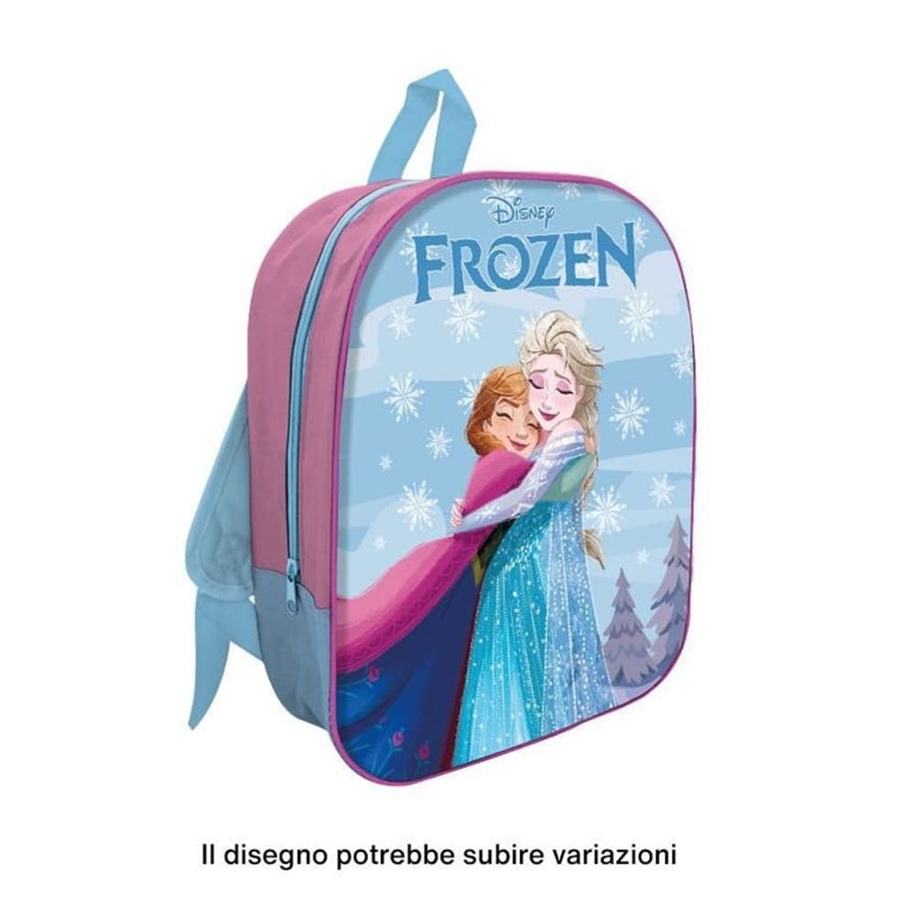 ZAINO ZAINETTO IN TESSUTO FROZEN ELSA E ANNA 32 CM CON ZIP PER SCUOLA TEMPO LIBERO 672811A - 2