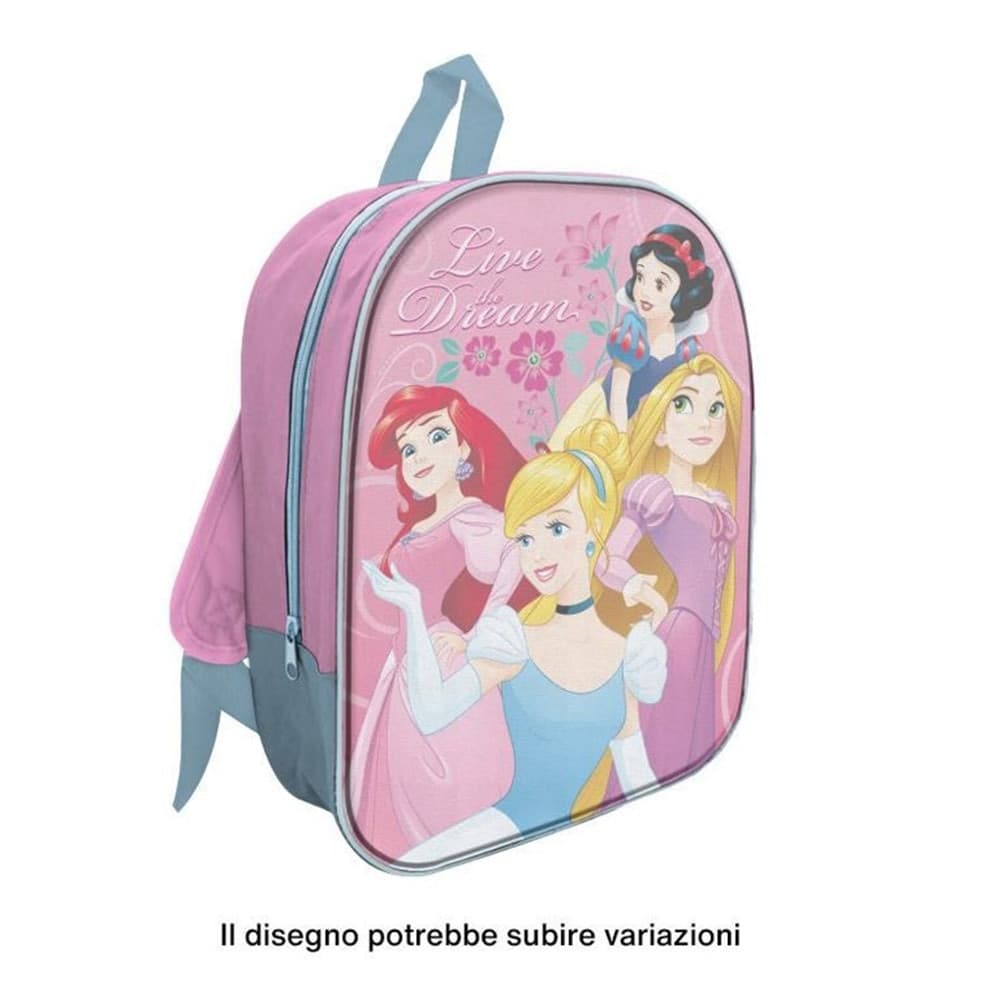 ZAINO ZAINETTO IN TESSUTO PRINCIPESSE 32CM CON ZIP PER SCUOLA ASILO TEMPO LIBERO 672835A - 2