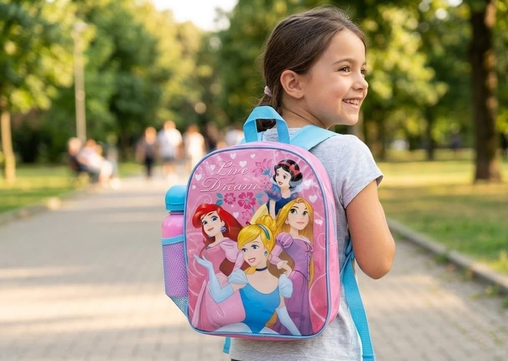ZAINO ZAINETTO ASILO 30CM PRINCIPESSE CON BORRACCIA ALLUMINIO SCUOLA TEMPO LIBERO 672736A - 4