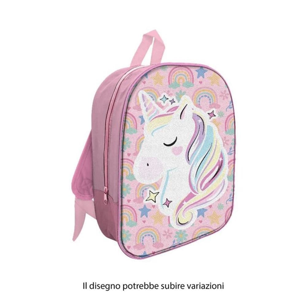 ZAINO ZAINETTO 3D 31CM PER ASILO TEMPO LIBERO BAMBINE DESIGN UNICORNO CON ZIP 737663 - 2