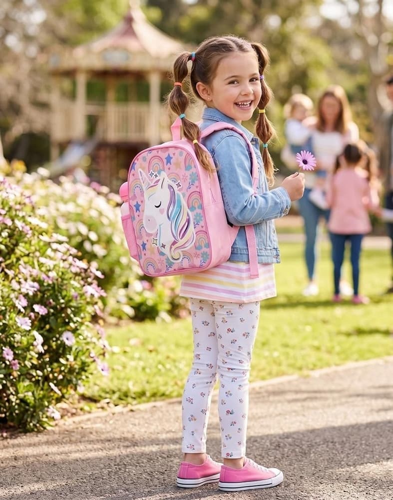 ZAINO ZAINETTO ASILO UNICORNO 30CM CON BORRACCIA DA 400 ML SCUOLA TEMPO LIBERO 736598A - 3