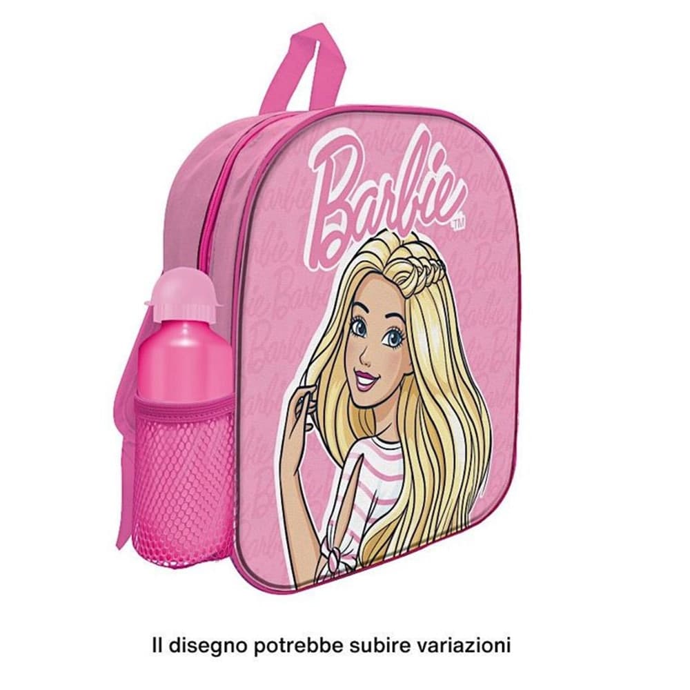 ZAINO ZAINETTO ASILO BARBIE 30CM CON BORRACCIA DA 400 ML SCUOLA TEMPO LIBERO 966957A - 2