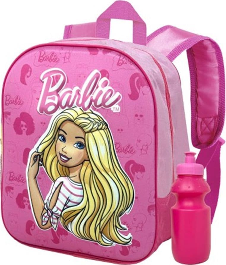 ZAINO ZAINETTO ASILO BARBIE 3D CON BORRACCIA SPORT DA 350ML SCUOLA TEMPO LIBERO 966902 - 3