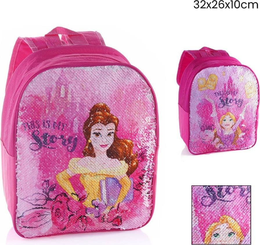 ZAINO ZAINETTO PAILLETTES REVERSIBILE PRINCIPESSE PER ASILO TEMPO LIBERO BAMBINE 757289 - 2