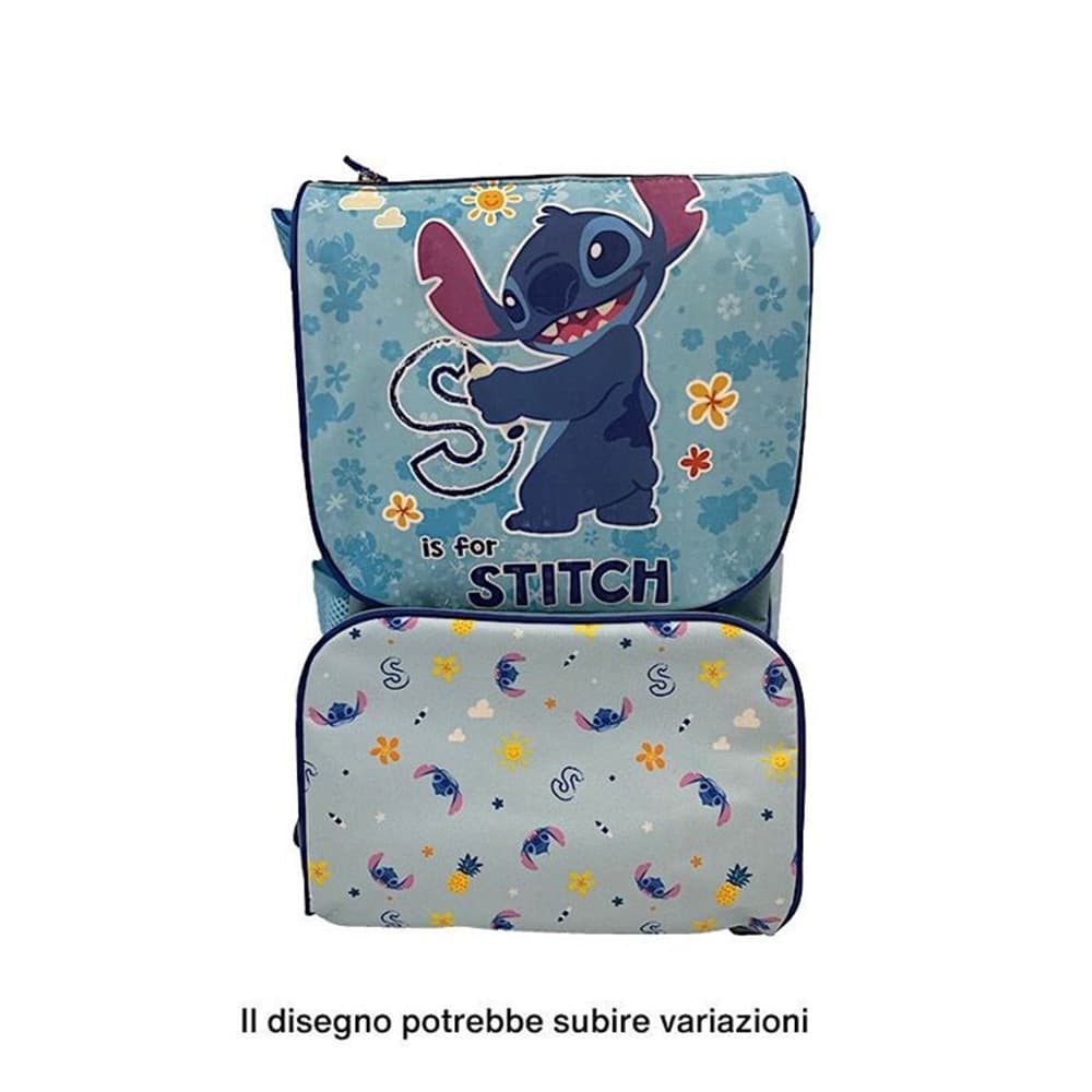 ZAINO ESTENSIBILE PREMIUM 40CM CON TASCA GRAFICA STITCH BAMBINI SCUOLA ELEMENTARE 674051A - 2