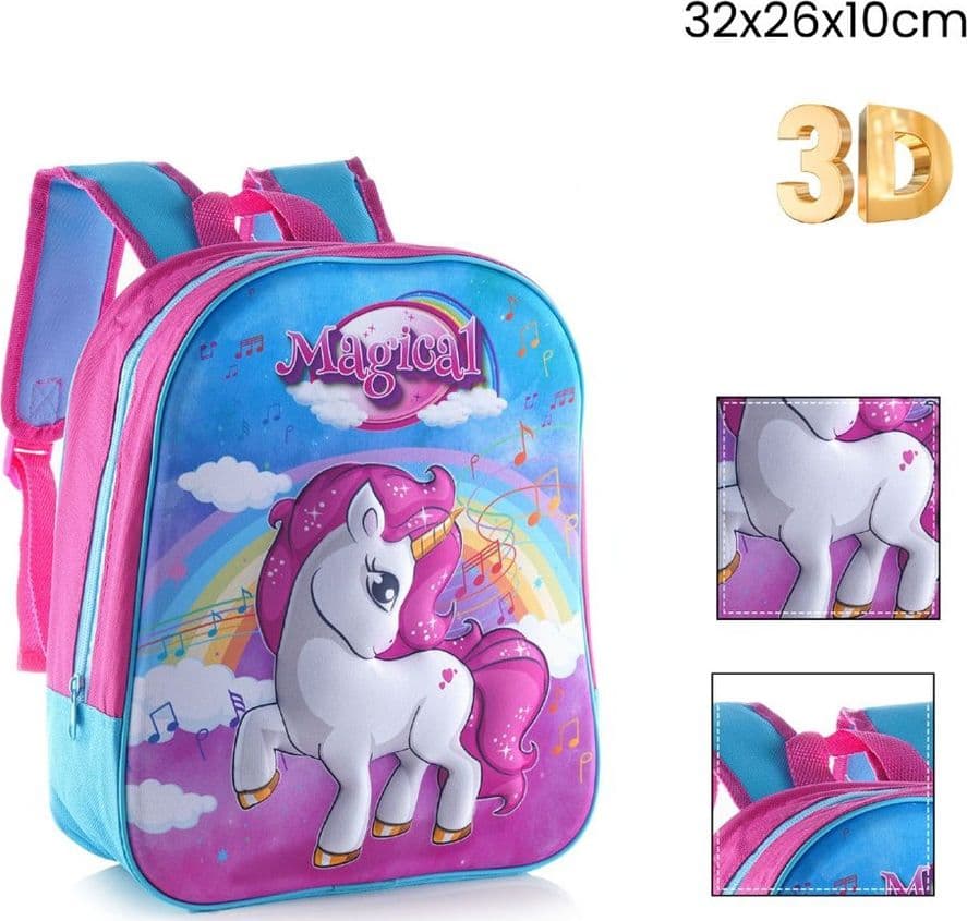 ZAINO ZAINETTO PER ASILO SCUOLA TEMPO LIBERO BAMBINE DESIGN UNICORNO 3D MAGICAL 730374 - 2
