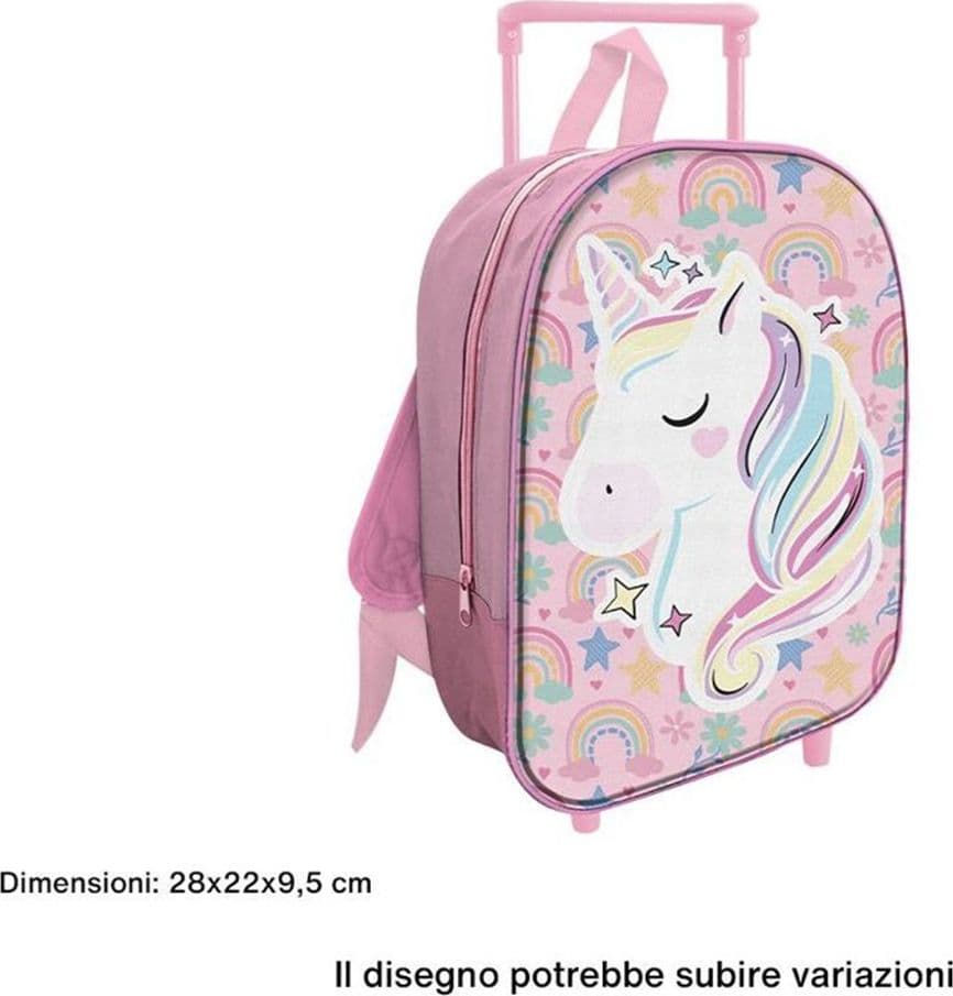 ZAINO TROLLEY STAMPA UNICORNO 28CM ZAINETTO PER ASILO SCUOLA TEMPO LIBERO BAMBINE 736673 - 2