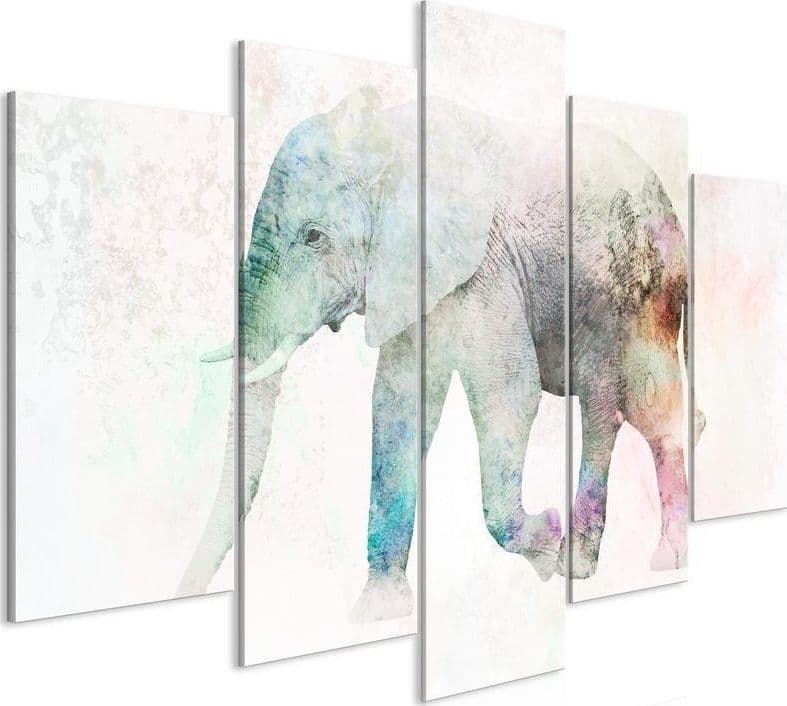 Quadro  Painted Elephant (5 Parts) Wide - 6