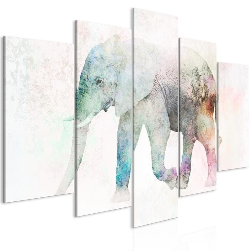 Quadro  Painted Elephant (5 Parts) Wide - 6