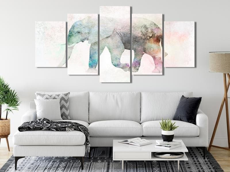 Quadro  Painted Elephant (5 Parts) Wide - 2