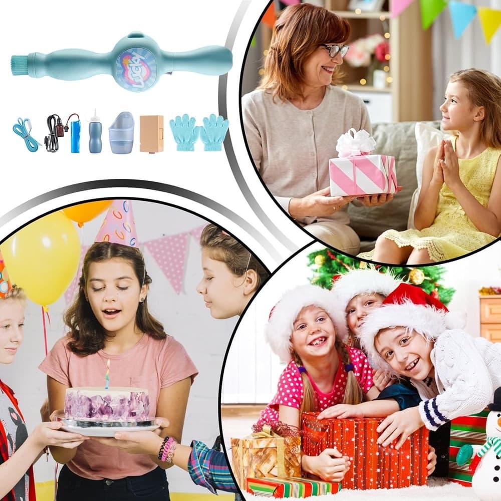 MACCHINA PER BOLLE DI FUMO LUCE COLORATA PER FESTE GIOCATTOLO SPIAGGIA PORTATILE BAMBINI - 7