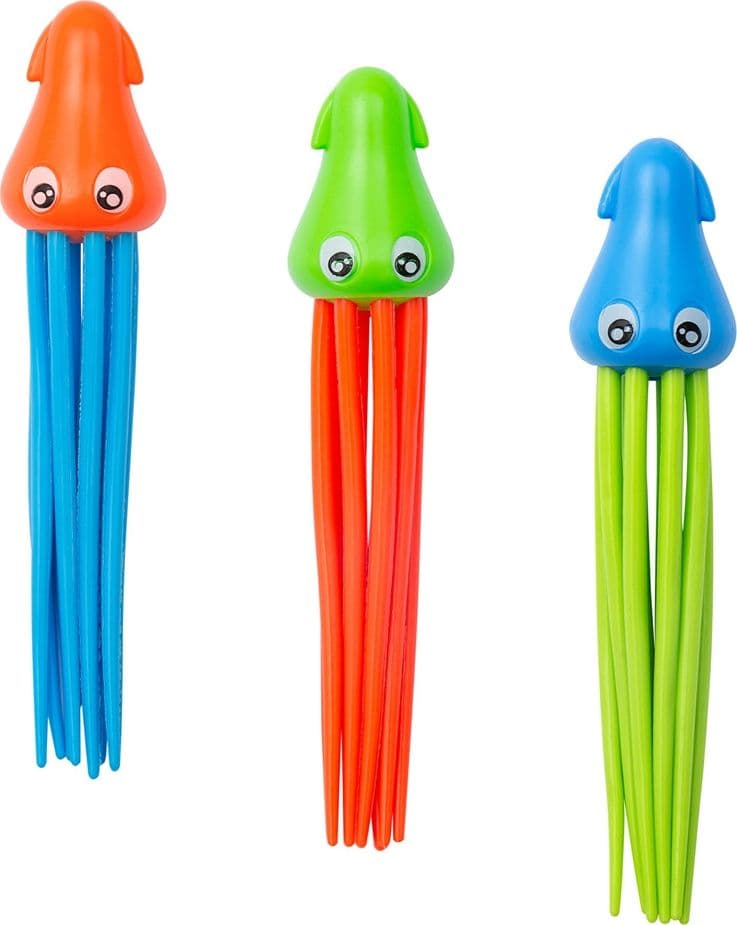 SET 3 POLIPETTI CALAMARO COLORATI CON TENTACOLI SUBACQUEI IMMERSIONE BAMBINI 3+ANNI 26031
