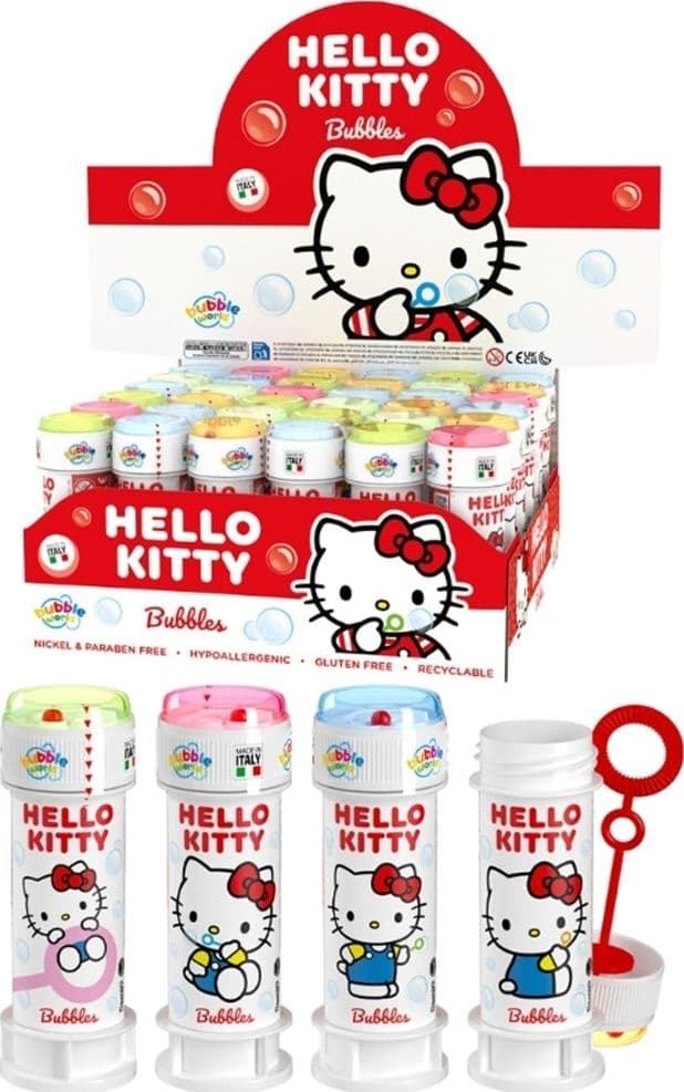 BOLLE DI SAPONE CONFEZIONE DA 36PZ FLACONI 60ML HELLO KITTY PER FESTE GIOCO BAMBINI 008884 - 2