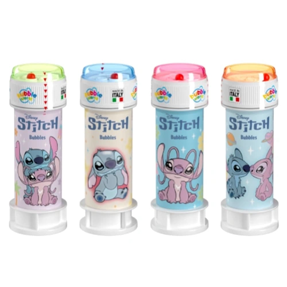 BOLLE DI SAPONE CONFEZIONE DA 36PZ FLACONI 60ML STITCH & ANGEL FESTE GIOCO BAMBINI 010474 - 2