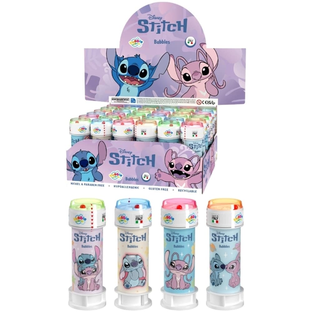 BOLLE DI SAPONE CONFEZIONE DA 36PZ FLACONI 60ML STITCH & ANGEL FESTE GIOCO BAMBINI 010474 - 3