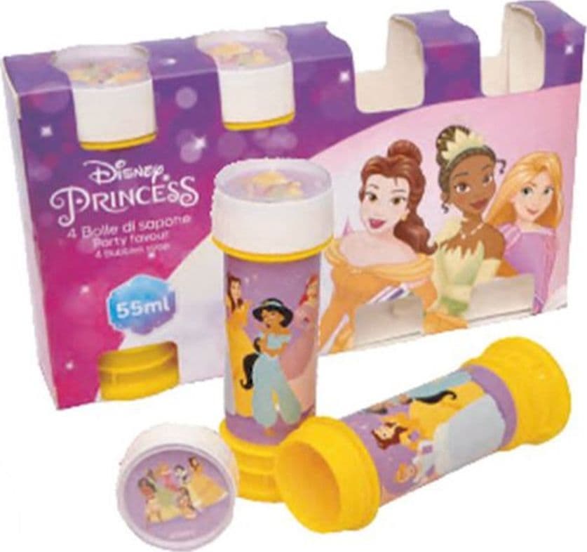 BOLLE DI SAPONE 60ML TEMA PRINCIPESSE SET DA 4 PZ BOMBONIERA FESTA GIOCO BAMBINE 207261