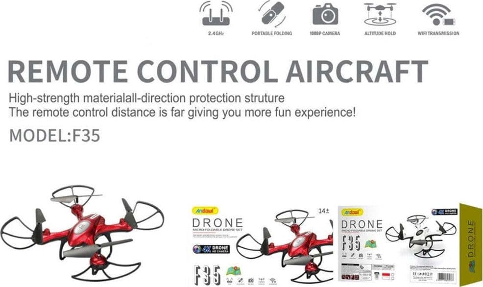 DRONE F35 CON TELECAMERA 4K HD QUADRICOTTERO RC PIEGHEVOLE CONTROLLER A BATTERIA 600MAH - 7
