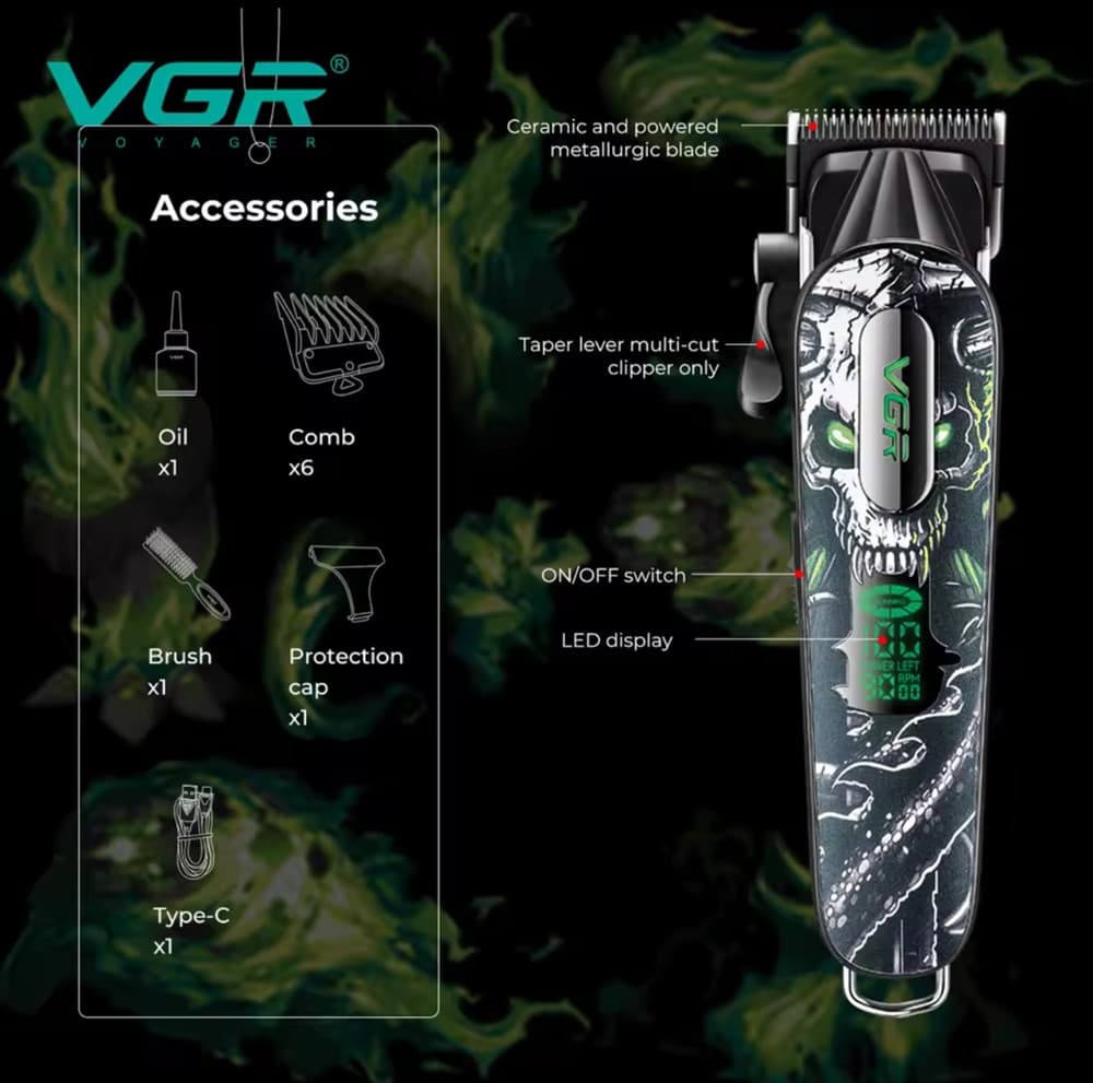 Tagliacapelli Professionale VGR V-279 Clipper Barber Fade Trimmer - 9