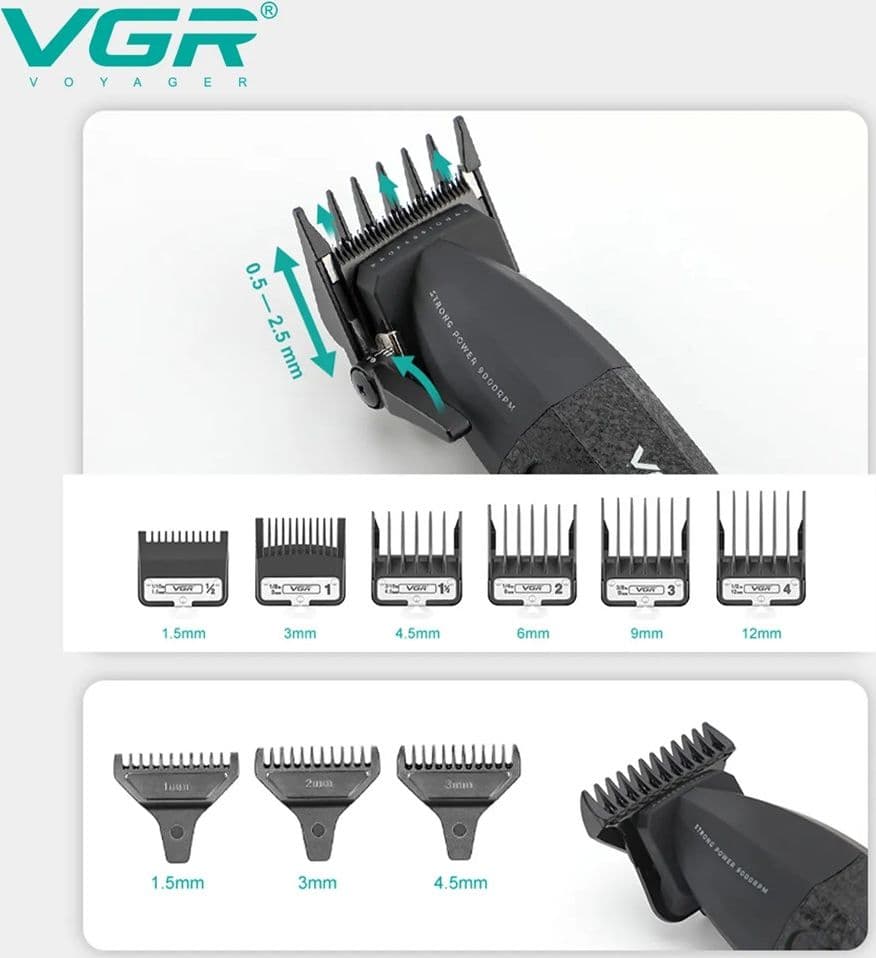 Tagliacapelli Professionale VGR V-640 S2 | Rasoio Professionale e Trimmer Barber - 11