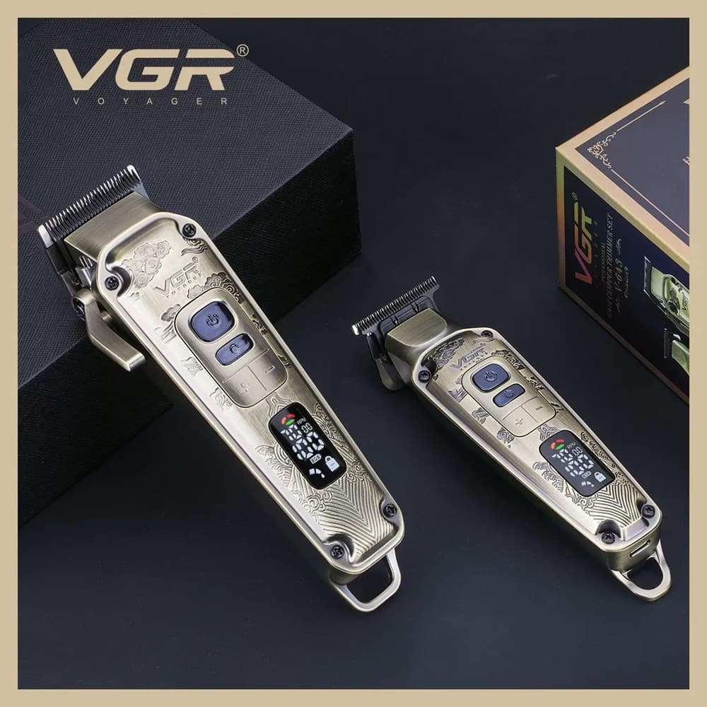 VGR V-643 Tagliacapelli Professionale + Trimmer Barber Kit 2in1 - 4