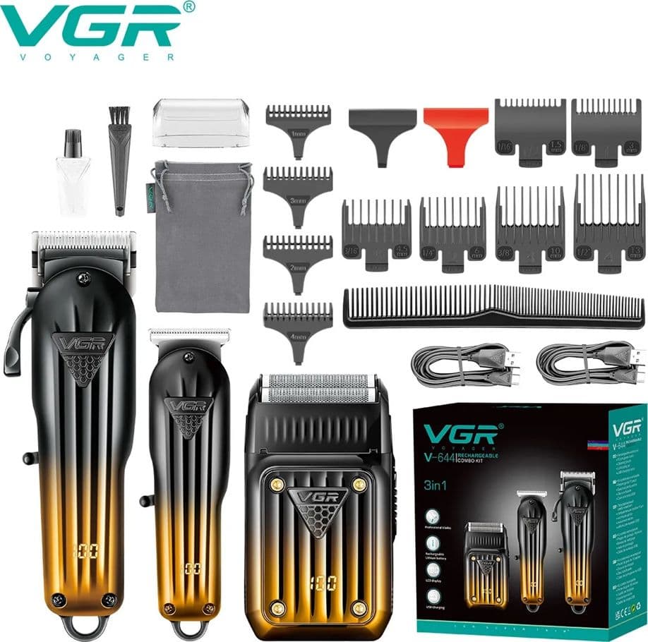VGR V-644 Tagliacapelli Professionale Trimmer Barber Rasoio Kit 3in1 - 2