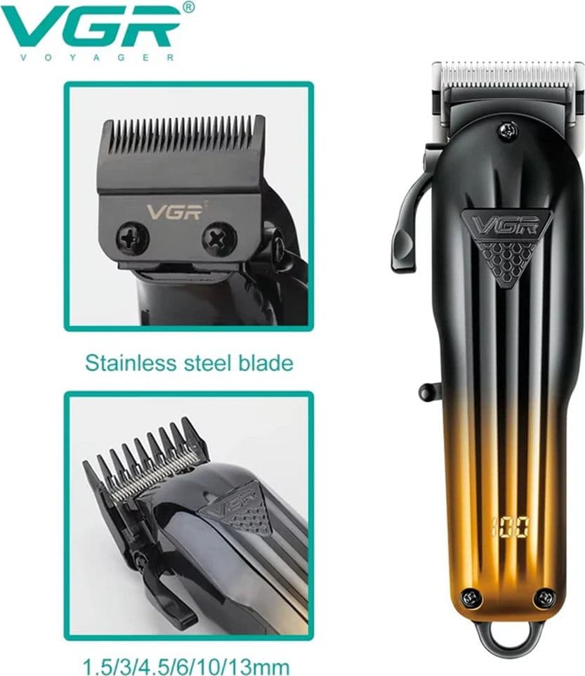 VGR V-644 Tagliacapelli Professionale Trimmer Barber Rasoio Kit 3in1 - 5