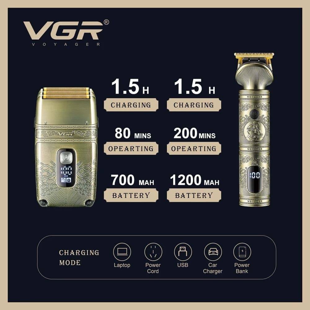 VGR V-649 Tagliacapelli Professionale + Rasoio Trimmer Barber - 4