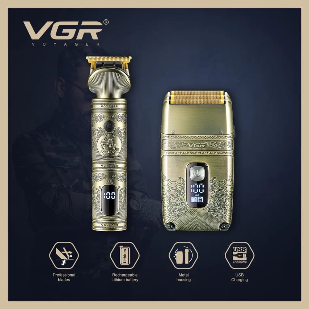 VGR V-649 Tagliacapelli Professionale + Rasoio Trimmer Barber - 5
