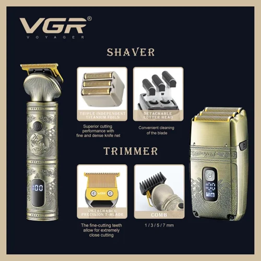 VGR V-649 Tagliacapelli Professionale + Rasoio Trimmer Barber - 6