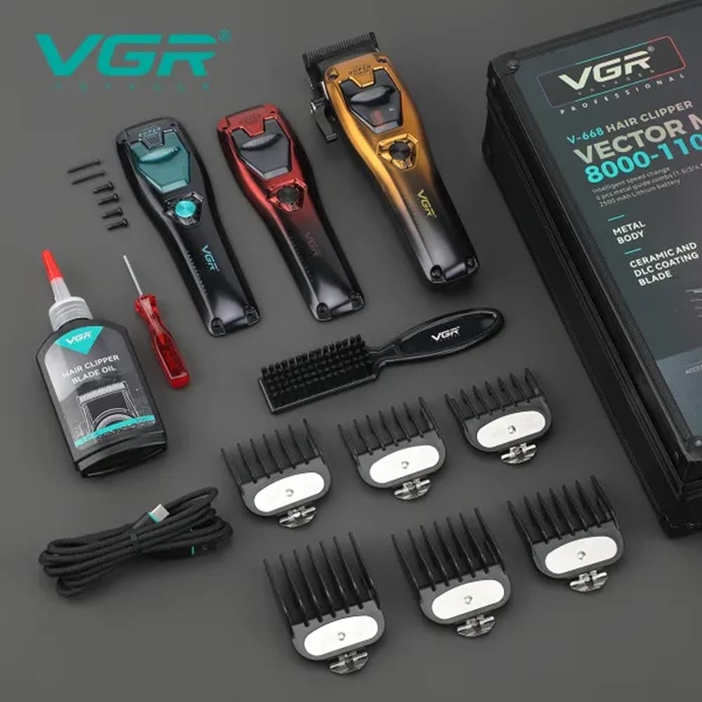 VGR V-668 Tagliacapelli Professionale Barber Clipper Fade LED - 2