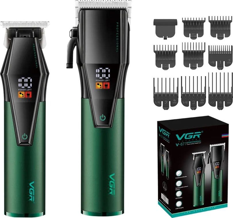 VGR V-677 Tagliacapelli e Trimmer Barber Kit Professionale 2in1