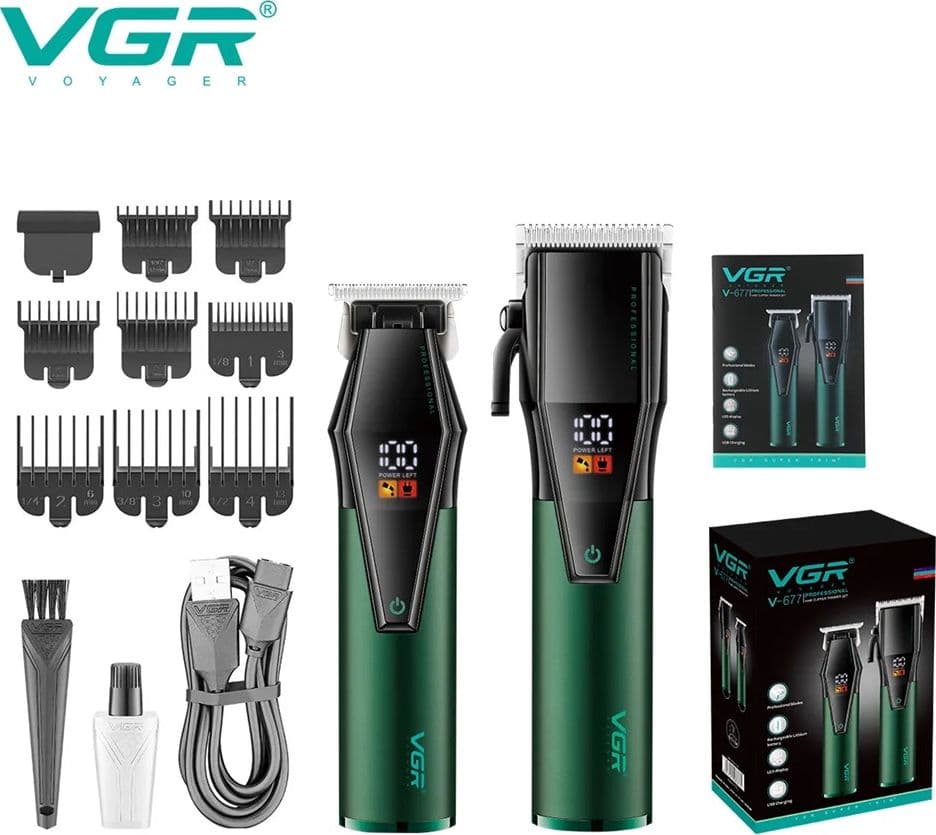 VGR V-677 Tagliacapelli e Trimmer Barber Kit Professionale 2in1 - 7