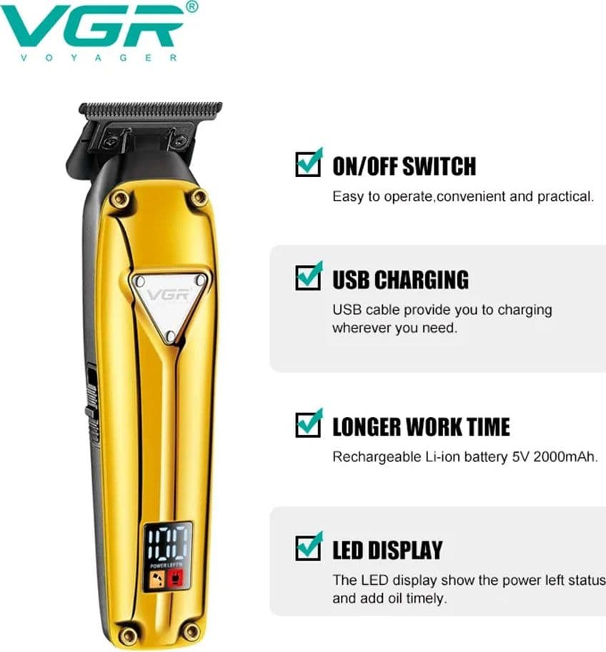 VGR V-912 Trimmer Barber Rasoio Professionale Regolabarba Precisione - 5