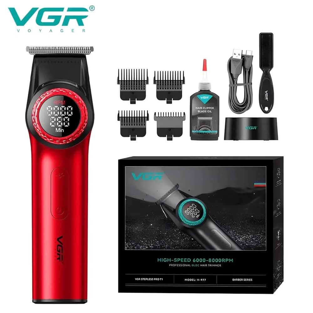VGR V-977 Trimmer Professionale Lama a T | Rasoio Barber Precisione Fade - 11