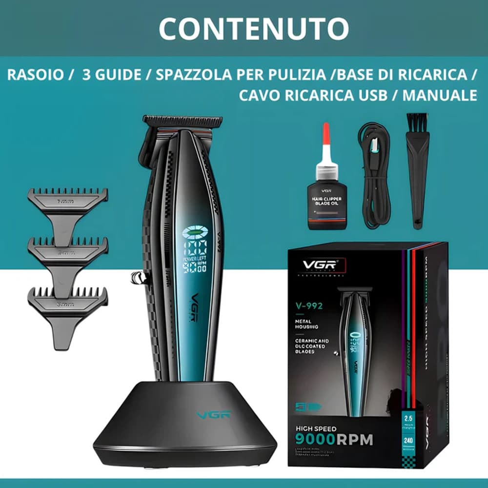 Trimmer Barber VGR V-992 T-Cut Rasoio Professionale Fade Contorni - 15