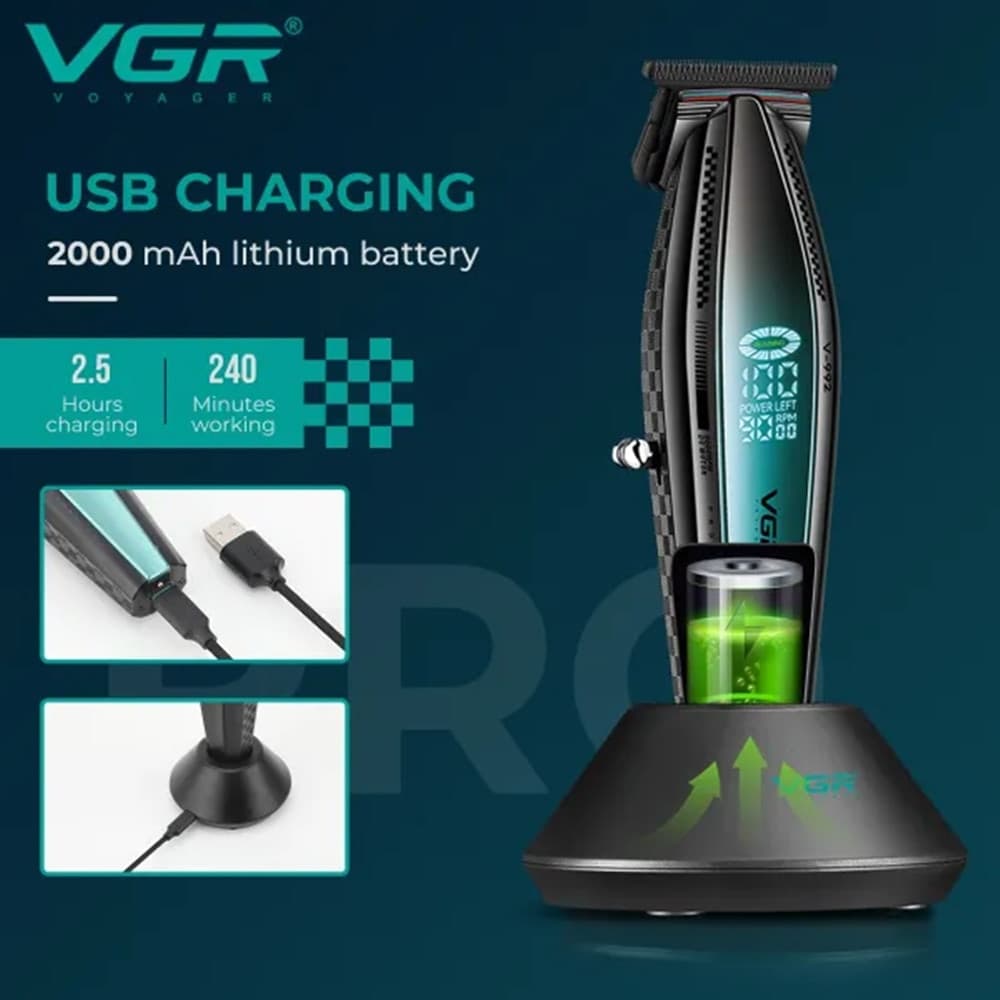 Trimmer Barber VGR V-992 T-Cut Rasoio Professionale Fade Contorni - 11